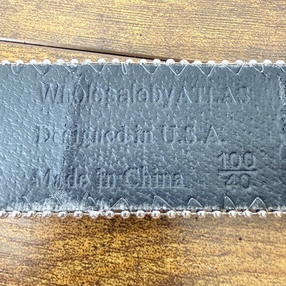 ATLAS Rhinestone Western Bling Belt Size 30-35 Black Embellished Silver Buckle - Picture 4 of 16